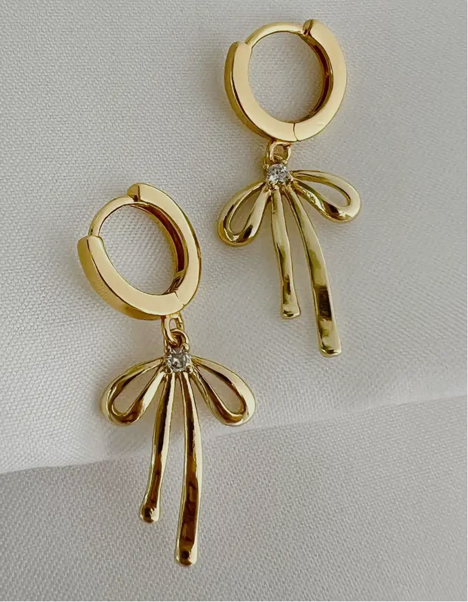Bow Ribbon Huggie Hoop Earrings