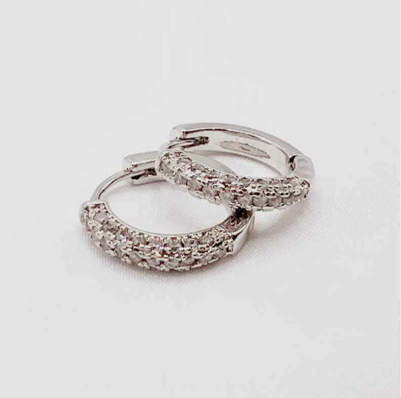 Glisten Pave Huggie Hoop Earrings