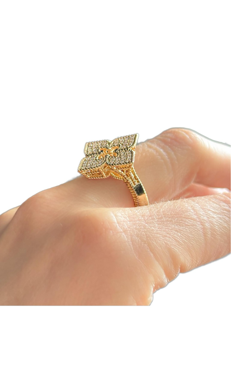 Heera Moti Open-Center Pave Flower Ring
