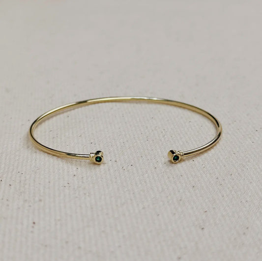 Open CZ Cuff Bracelet - Emerald