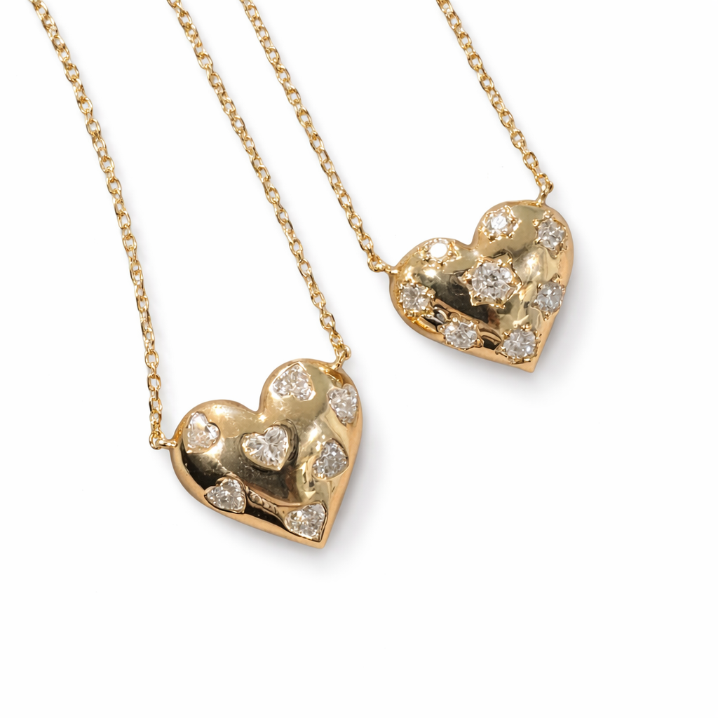Chunky Diamond Heart Pendant Necklace