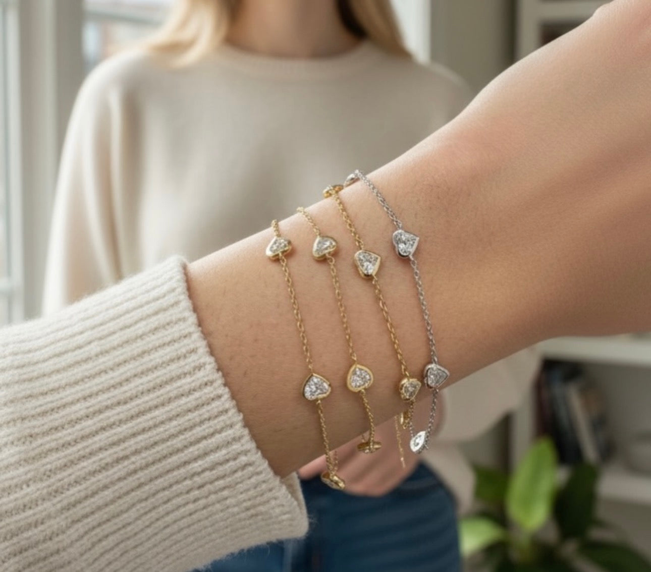 Heart Diamond “By The Yard” Bracelet – 1.00 CTW | 14K Gold