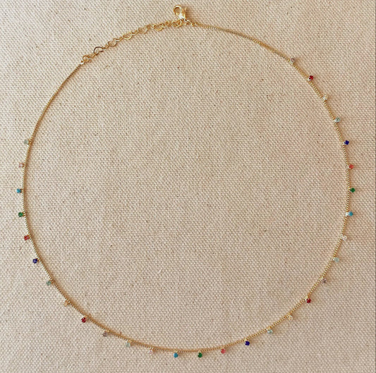 Micro CZ Colored Stones Necklace