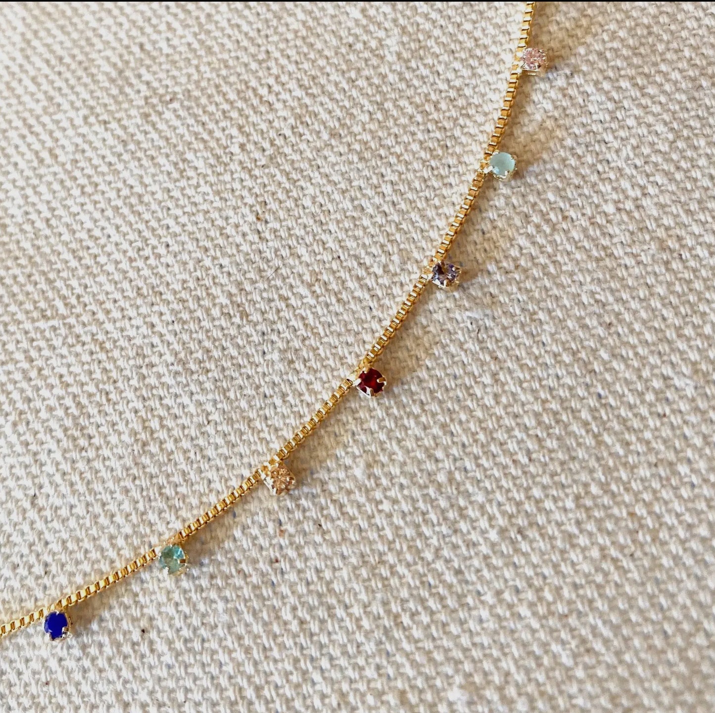 Micro CZ Colored Stones Necklace