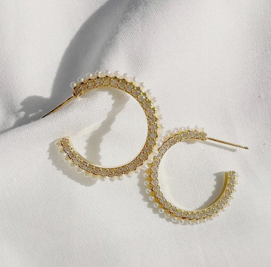 Only You Pavé Pearl Hoop Earrings